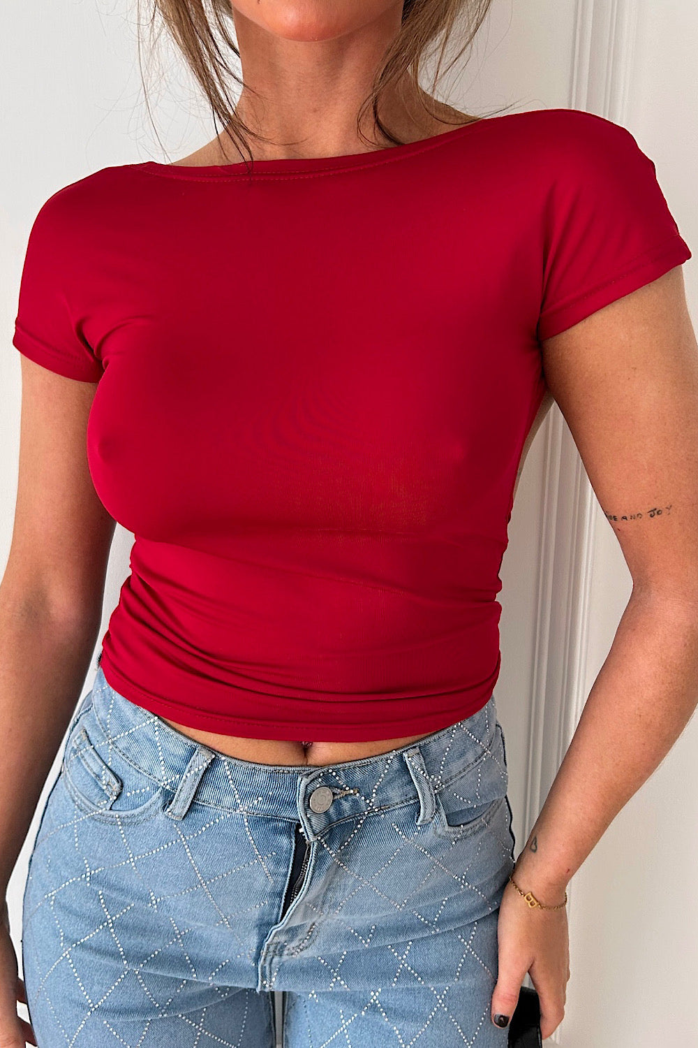 Dune Burgundy Backless Crop Top