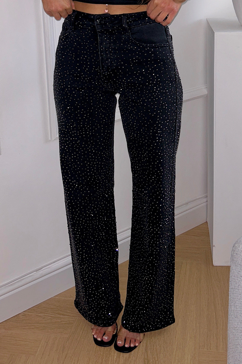 Rea Black Denim Diamante Jeans