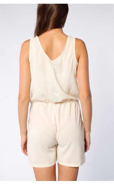 Dara Chiffon Playsuit In Cream