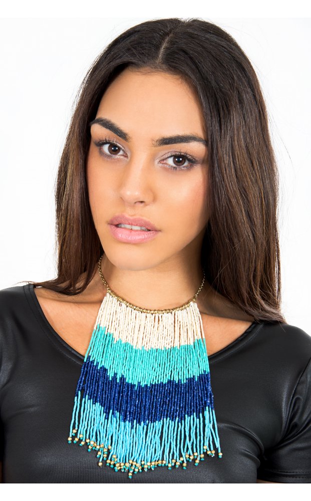 Blue Fringe Necklace