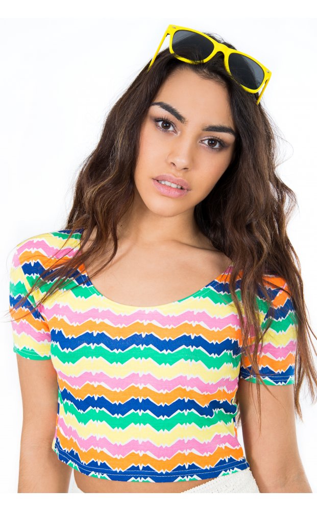 Brighter Days Zig Zag Neon Crop Top