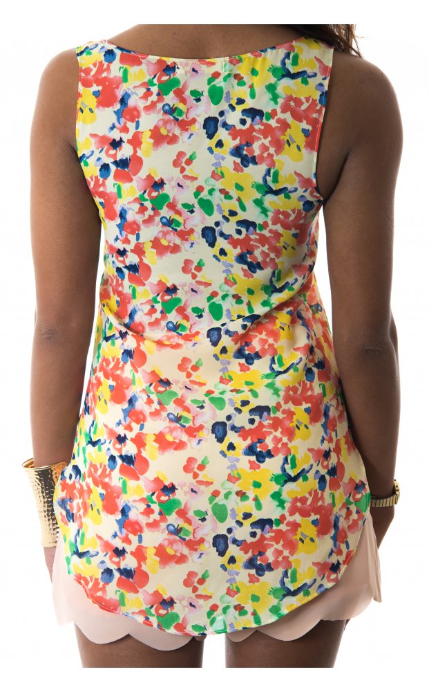 Oversized Orange Floral Vest Top