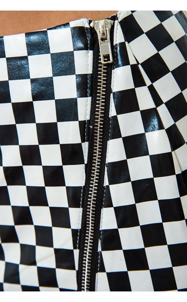 Black Dogtooth Vinyl Skirt