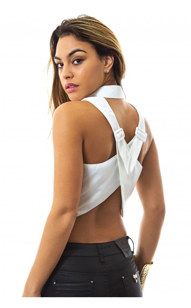 White Cross Back Blouse