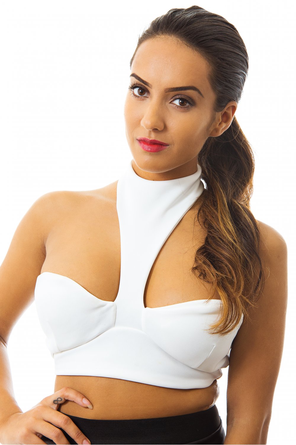 Riana White Halterneck Bralet Top