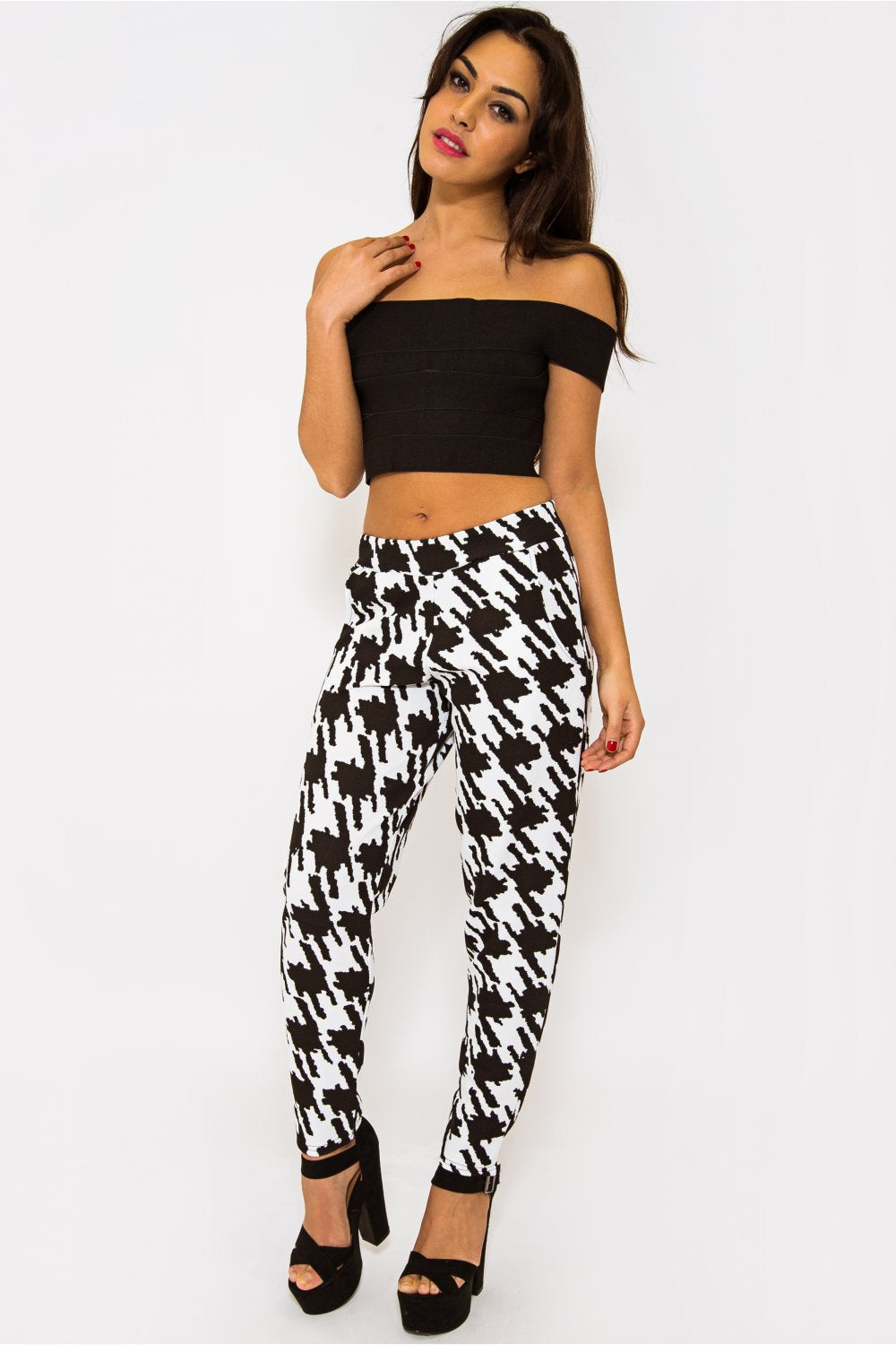 Maise Black Check Monochrome Trousers