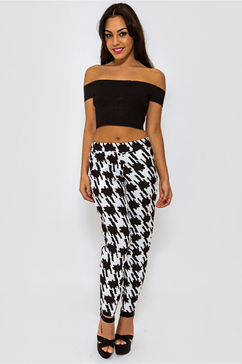 Maise Black Check Monochrome Trousers