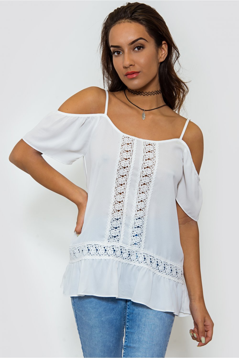 Island Boho White Bardot Top