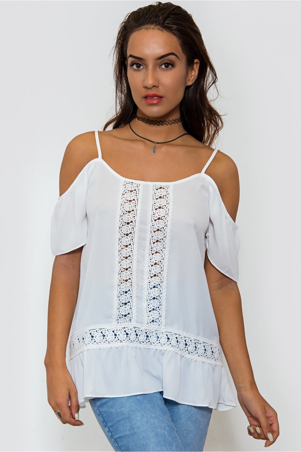 Island Boho White Bardot Top