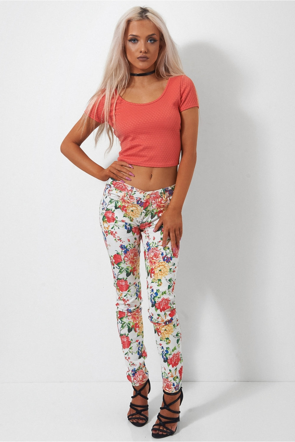 Sahara Coral Cross Back Crop Top