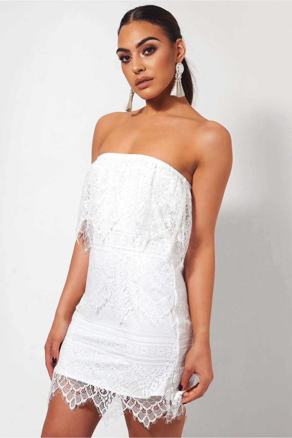 White Strapless Lace Dress – The Fashion Bible