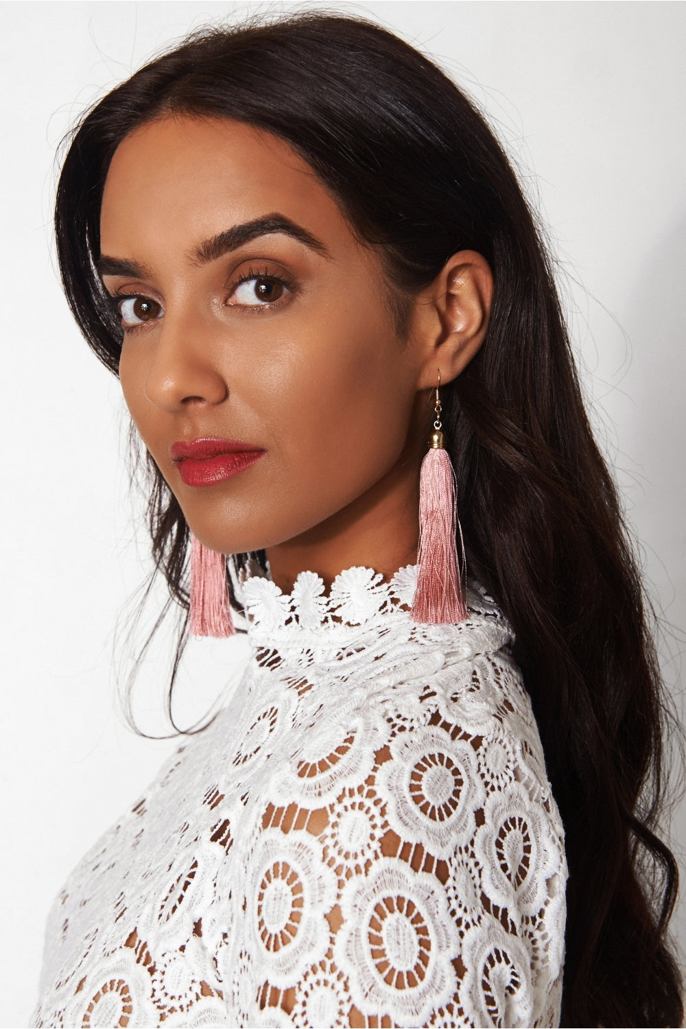 Isa Nude Tassel Earrings
