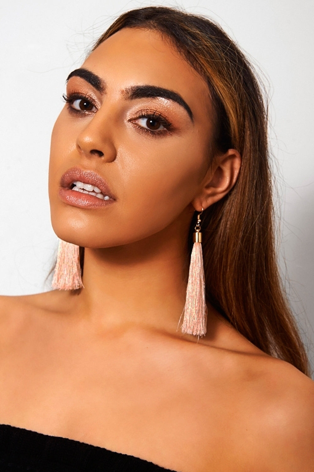 Nico Peach Tassel Earrings