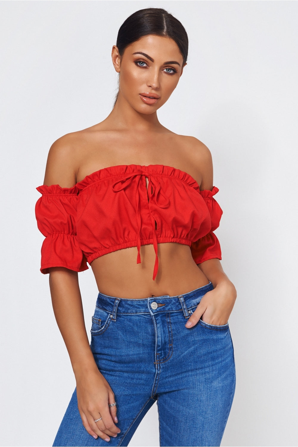 Biba Red Bardot Top