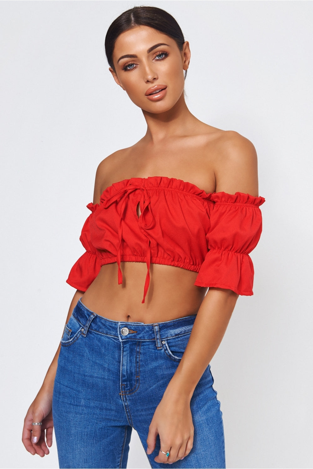 Biba Red Bardot Top