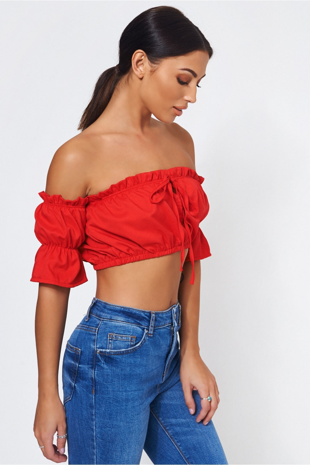 Biba Red Bardot Top