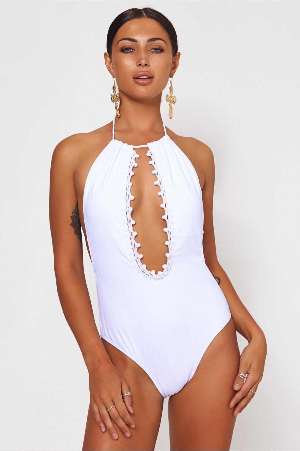 Gigi White Backless Swimsuit