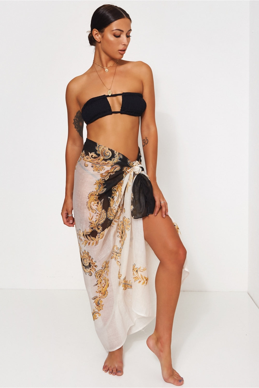 Baroque Print Black & Gold Scarf