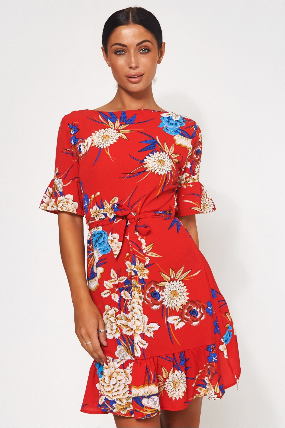 Red Floral Shift Dress