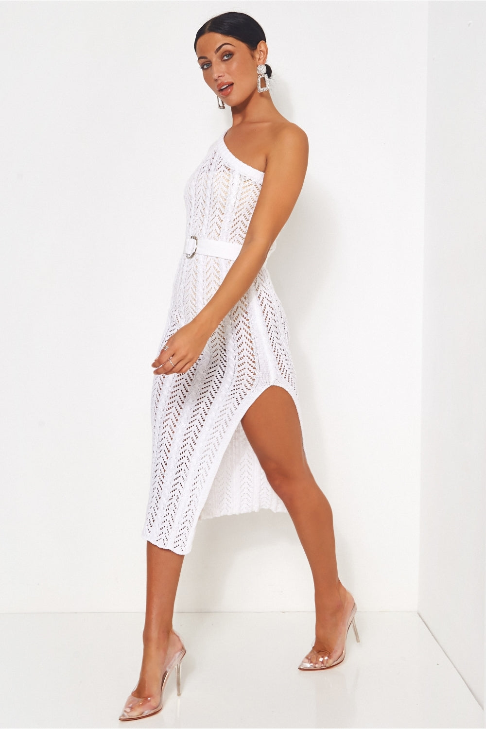 Cici White Crochet Bodycon Dress