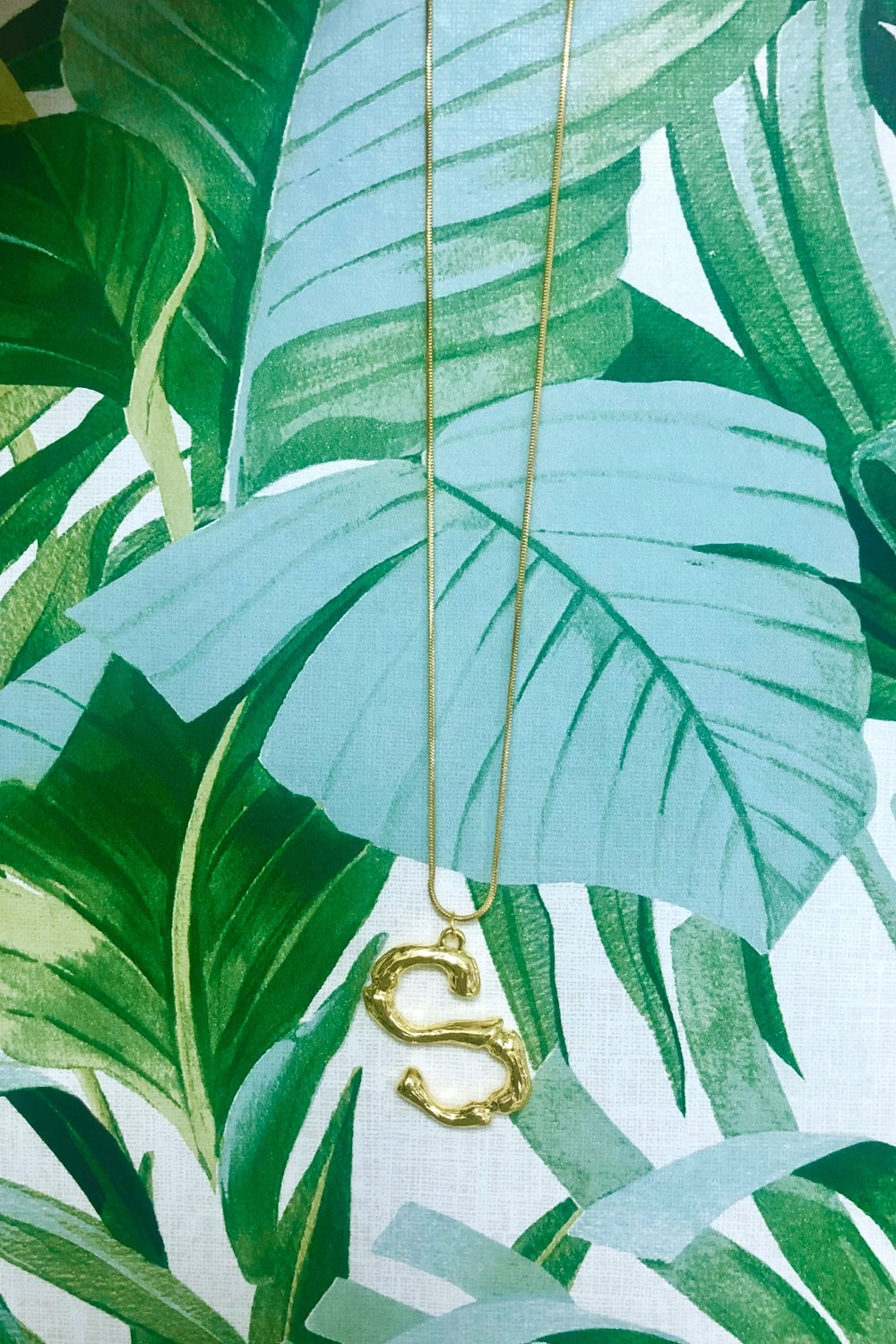 Gold Bamboo Initial Icon Necklace