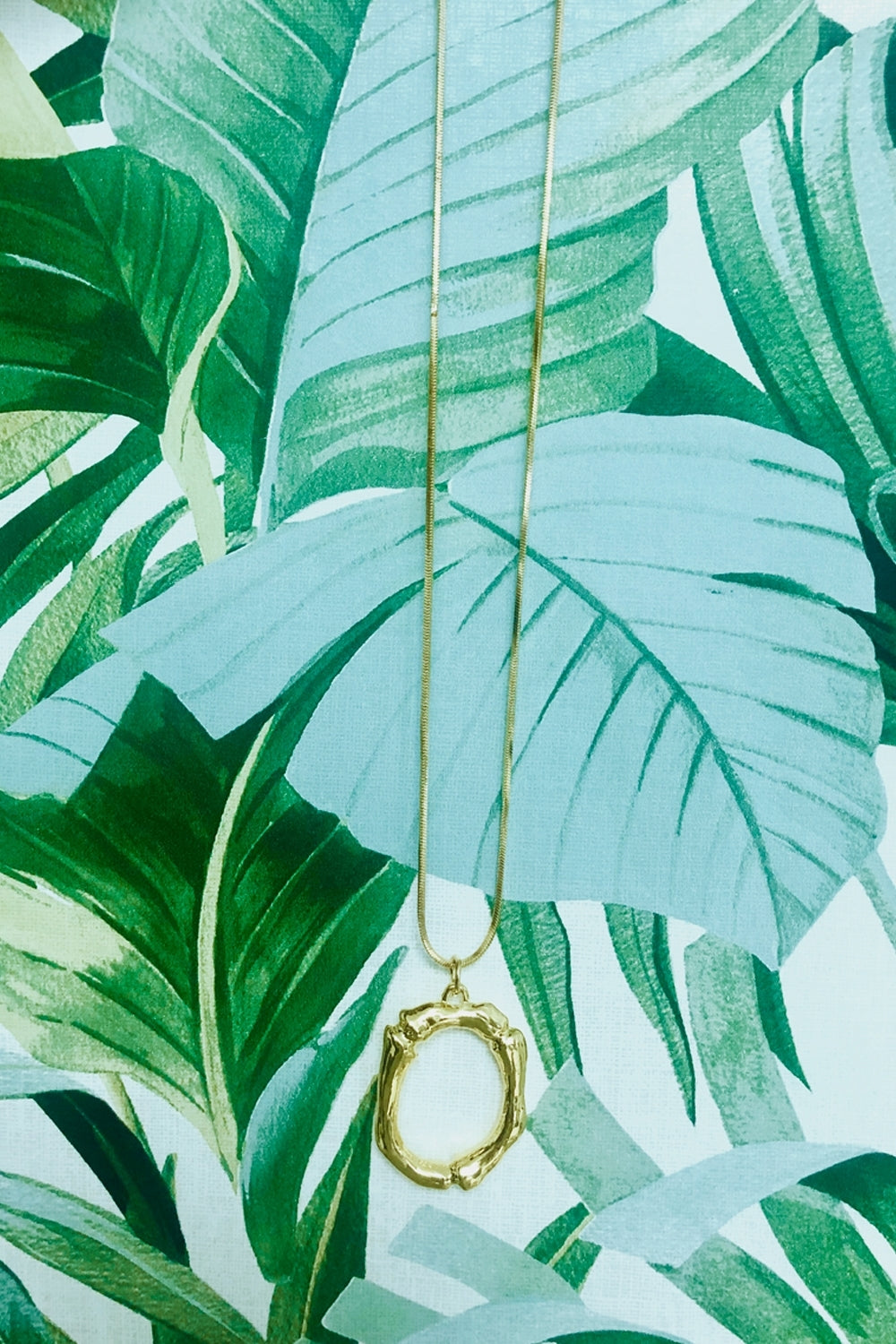 Gold Bamboo Initial Icon Necklace