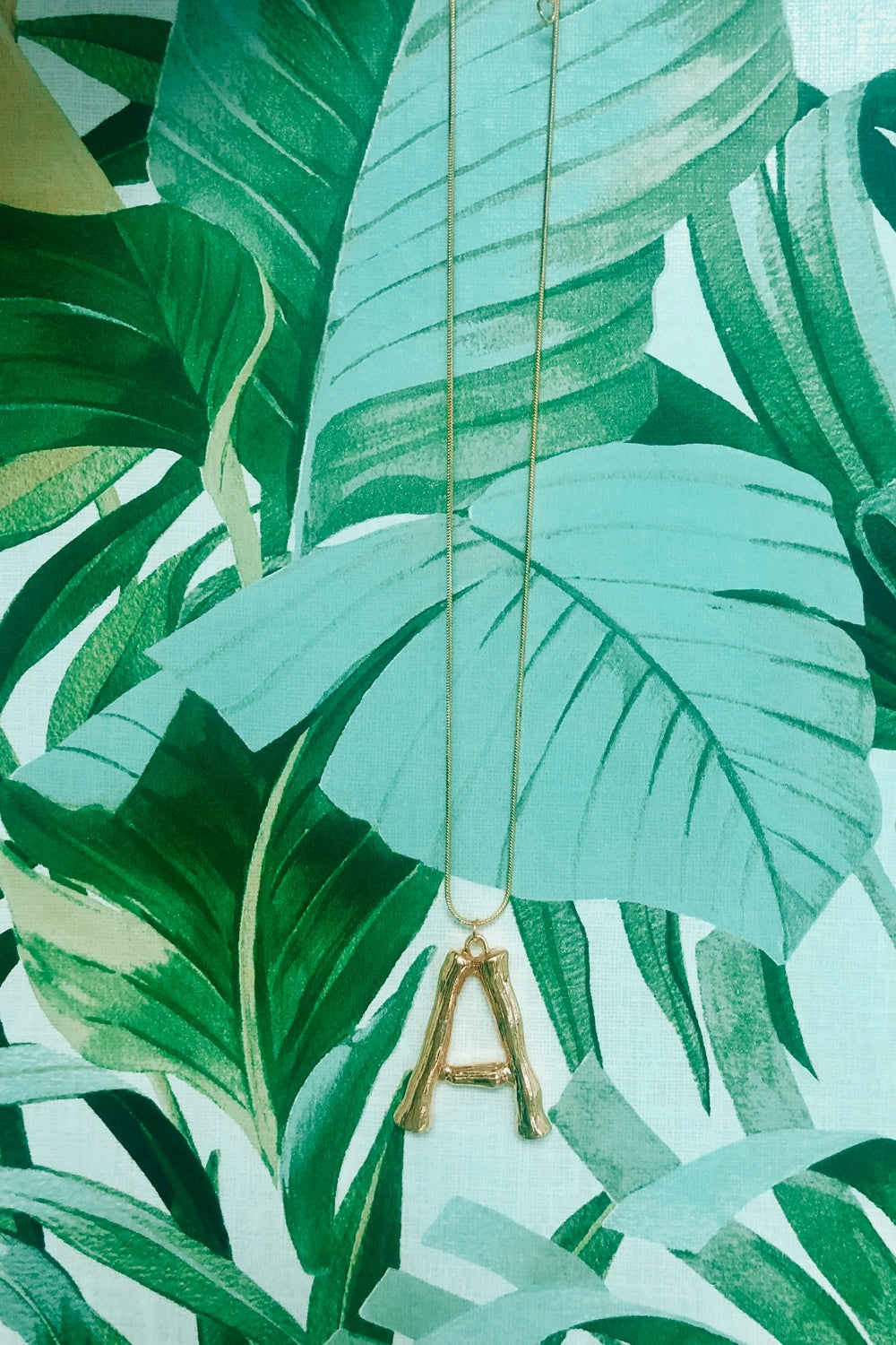 Gold Bamboo Initial Icon Necklace