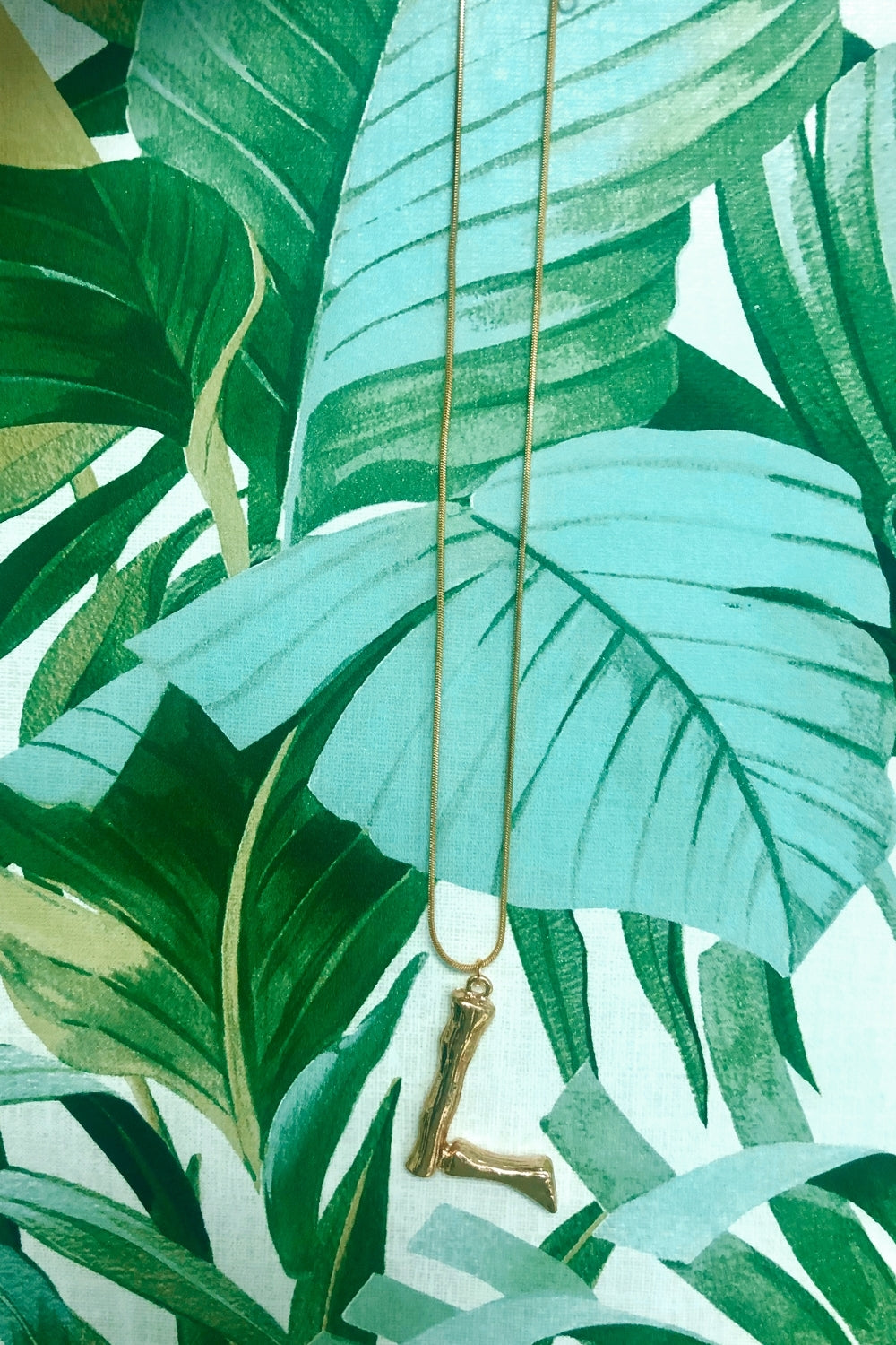 Gold Bamboo Initial Icon Necklace
