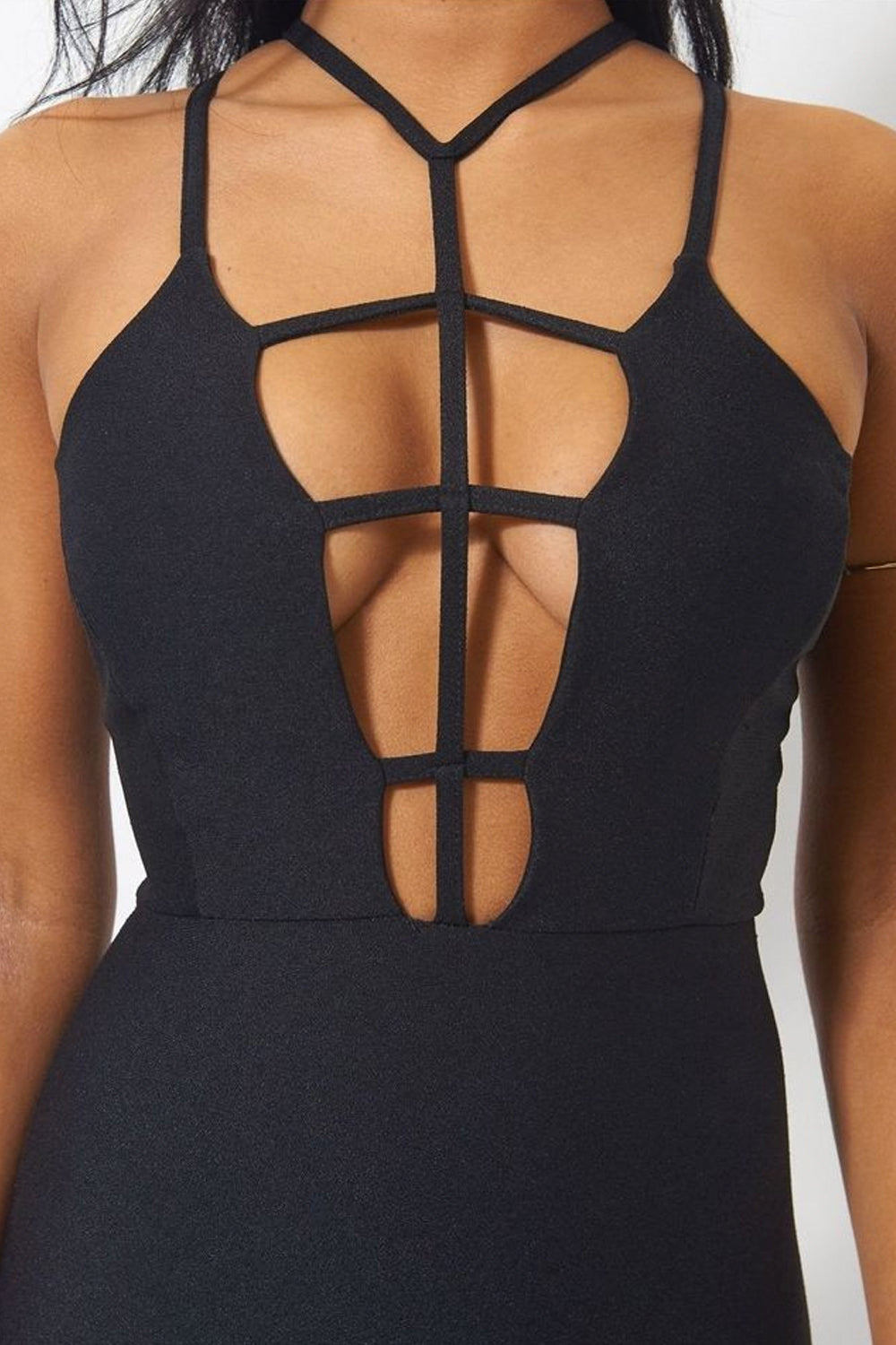 Sia Black Caged Midi Dress