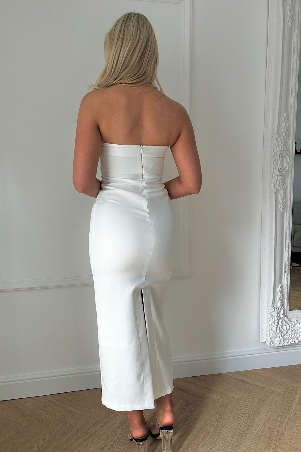 Eloise White Bandeau Strapless Maxi Dress