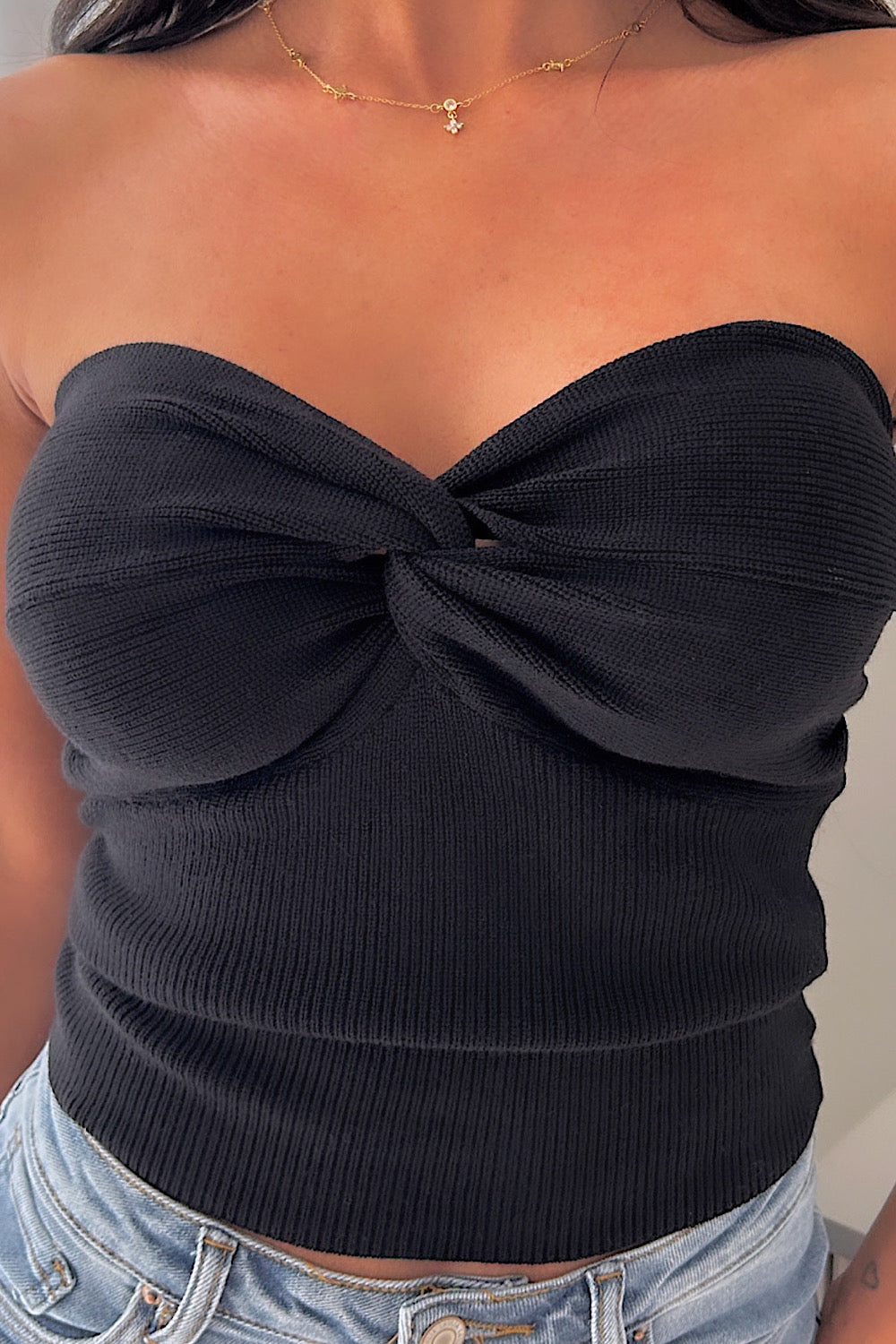 Nami Black Twist Bandeau Top