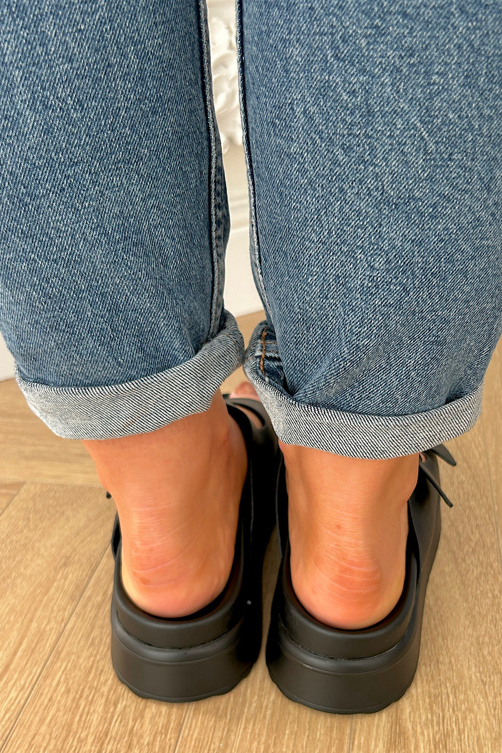 Gabbi Black PU Strap Sliders