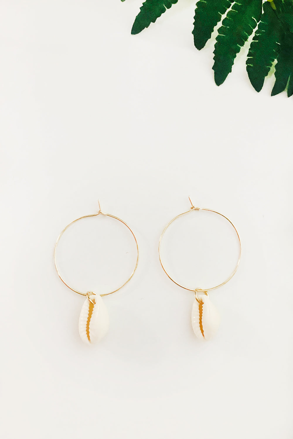 Gold Shell Hoop Earrings