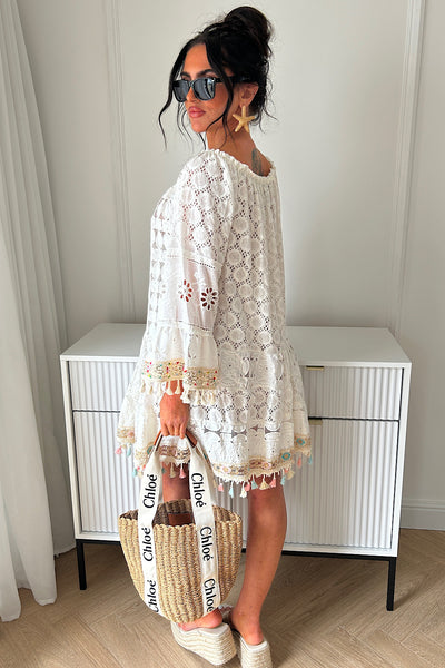 Hudson Multi Boho Crochet Tassel Dress