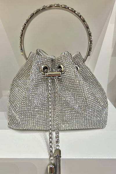 Silver Diamante Bucket Bag