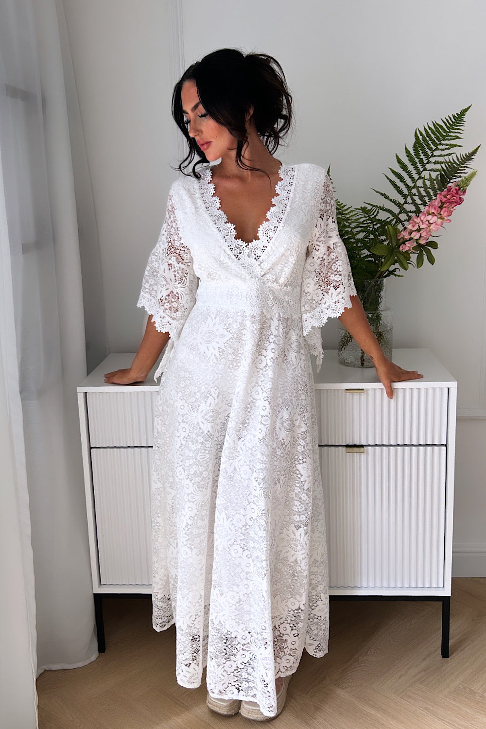 Bea White Lace Floral Maxi Dress Bea White Lace Floral Maxi Dress