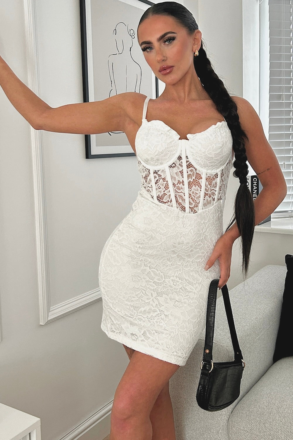 Olivia White Lace Bodycon Mini Dress