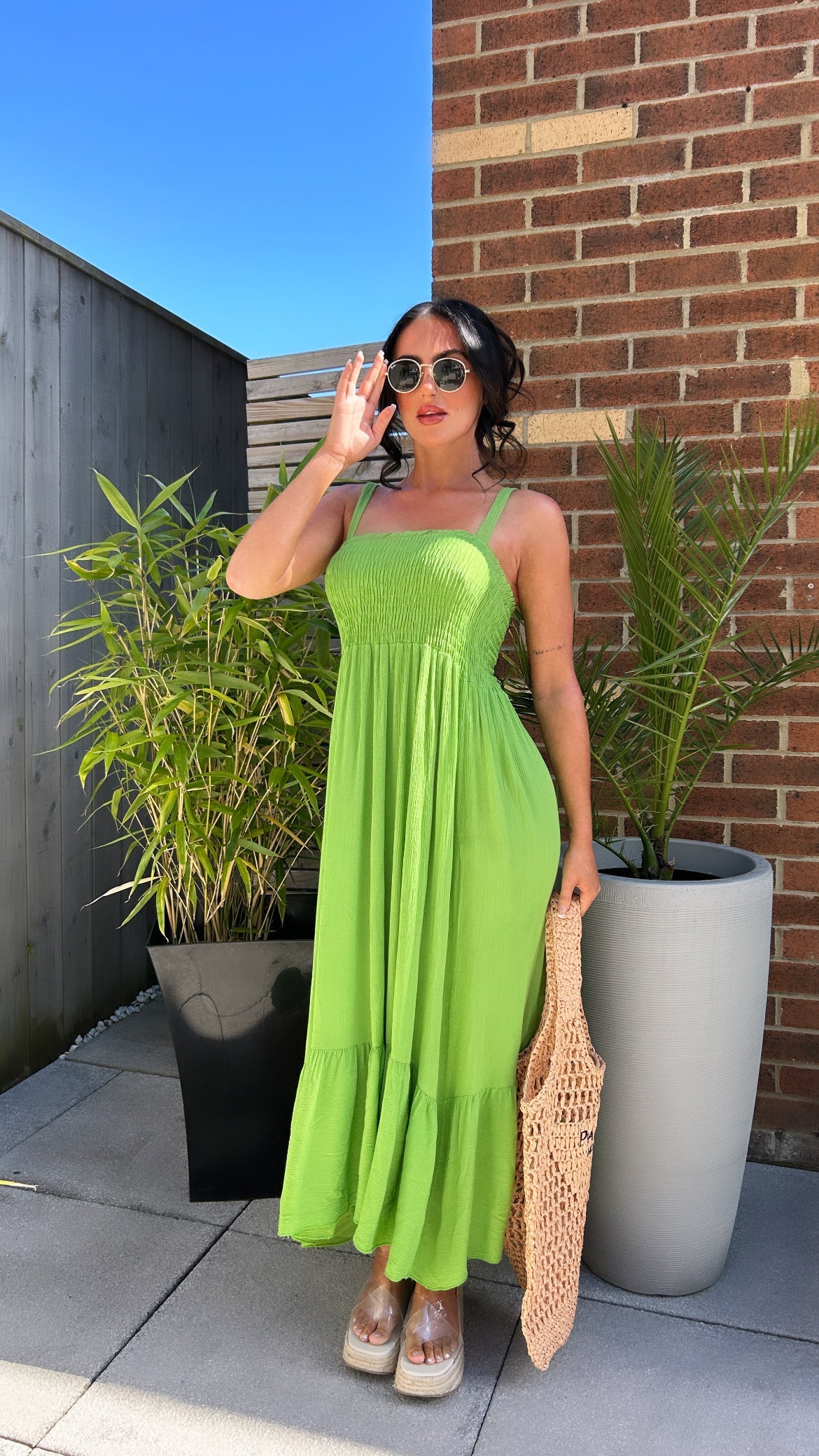 Melanie Green Strap Maxi Dress