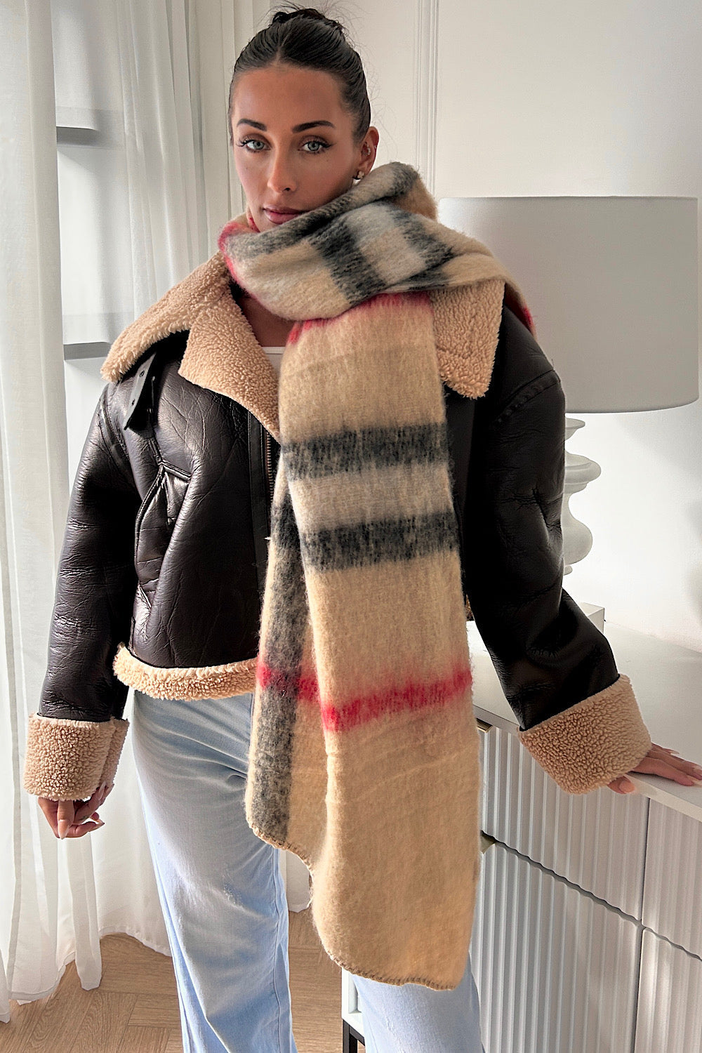 Kylie Beige Oversized Scarf