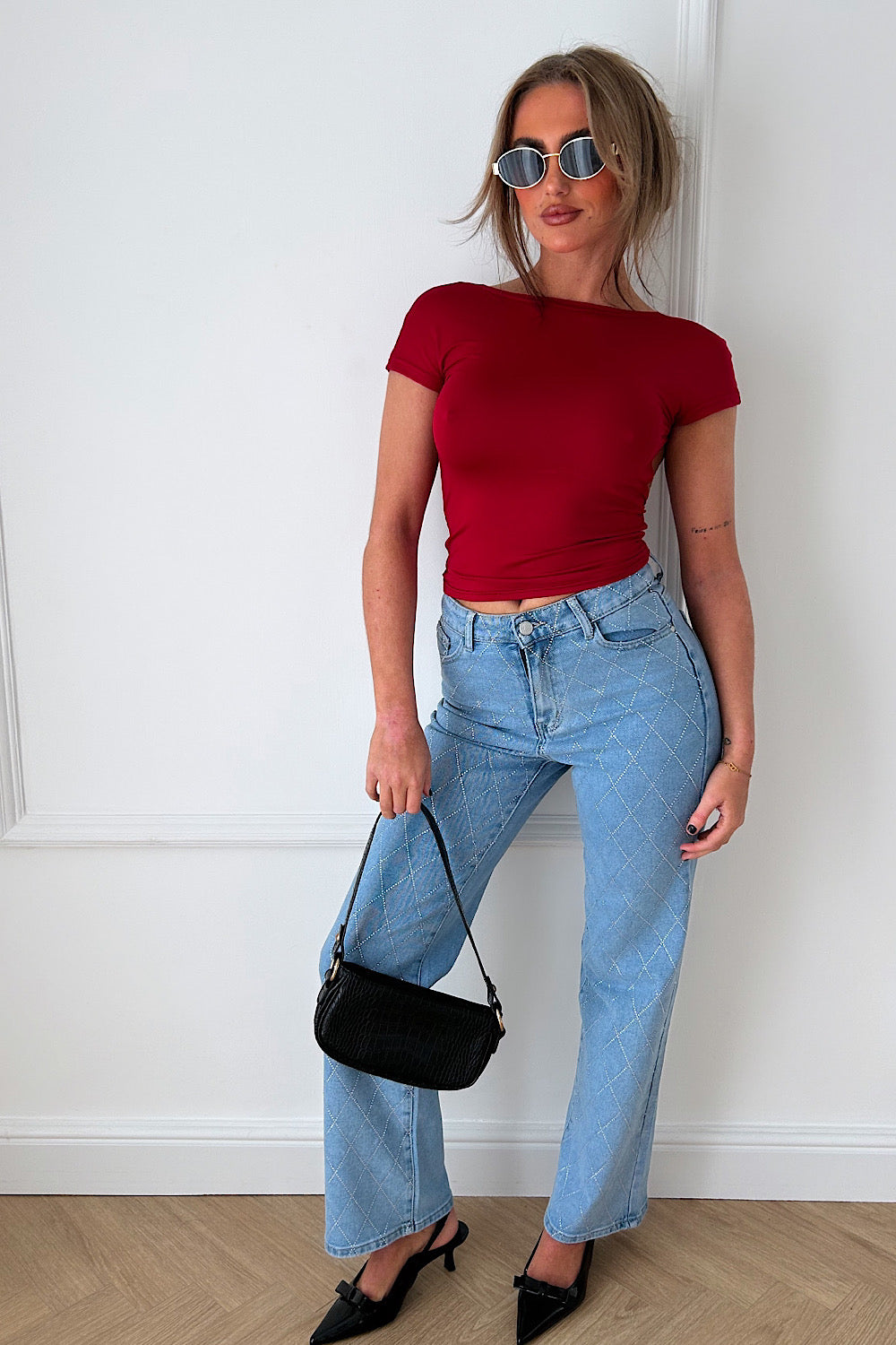 Dune Burgundy Backless Crop Top