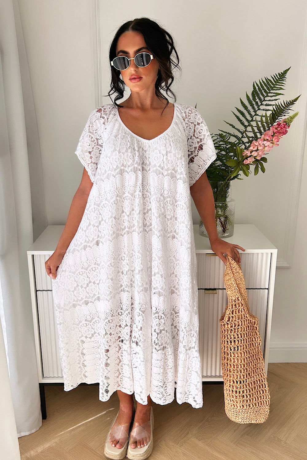 Kyra White Lace Maxi Dress