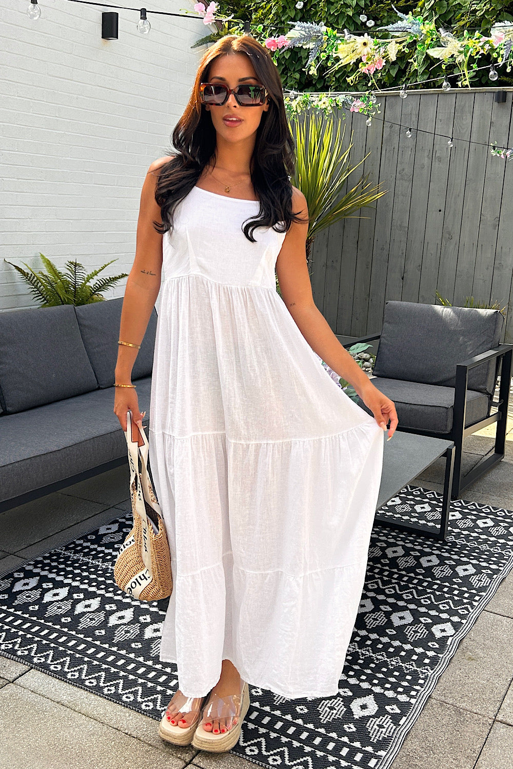 Katy White Strap Back Sundress