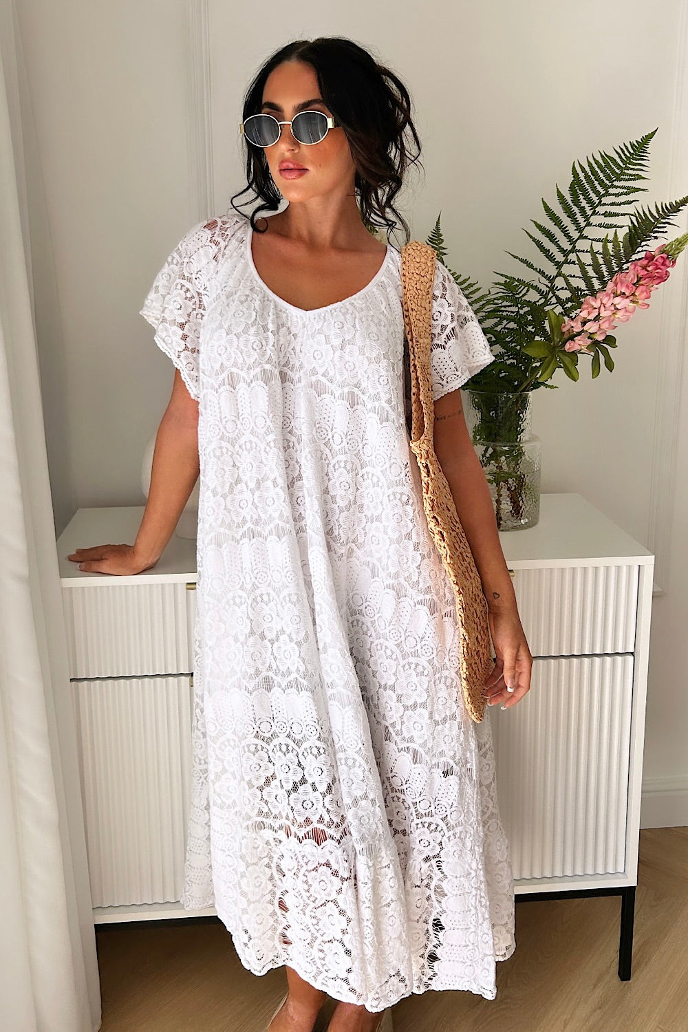 Kyra White Lace Maxi Dress