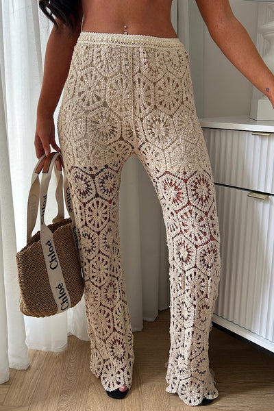 Mykonos Beige Crochet Trousers