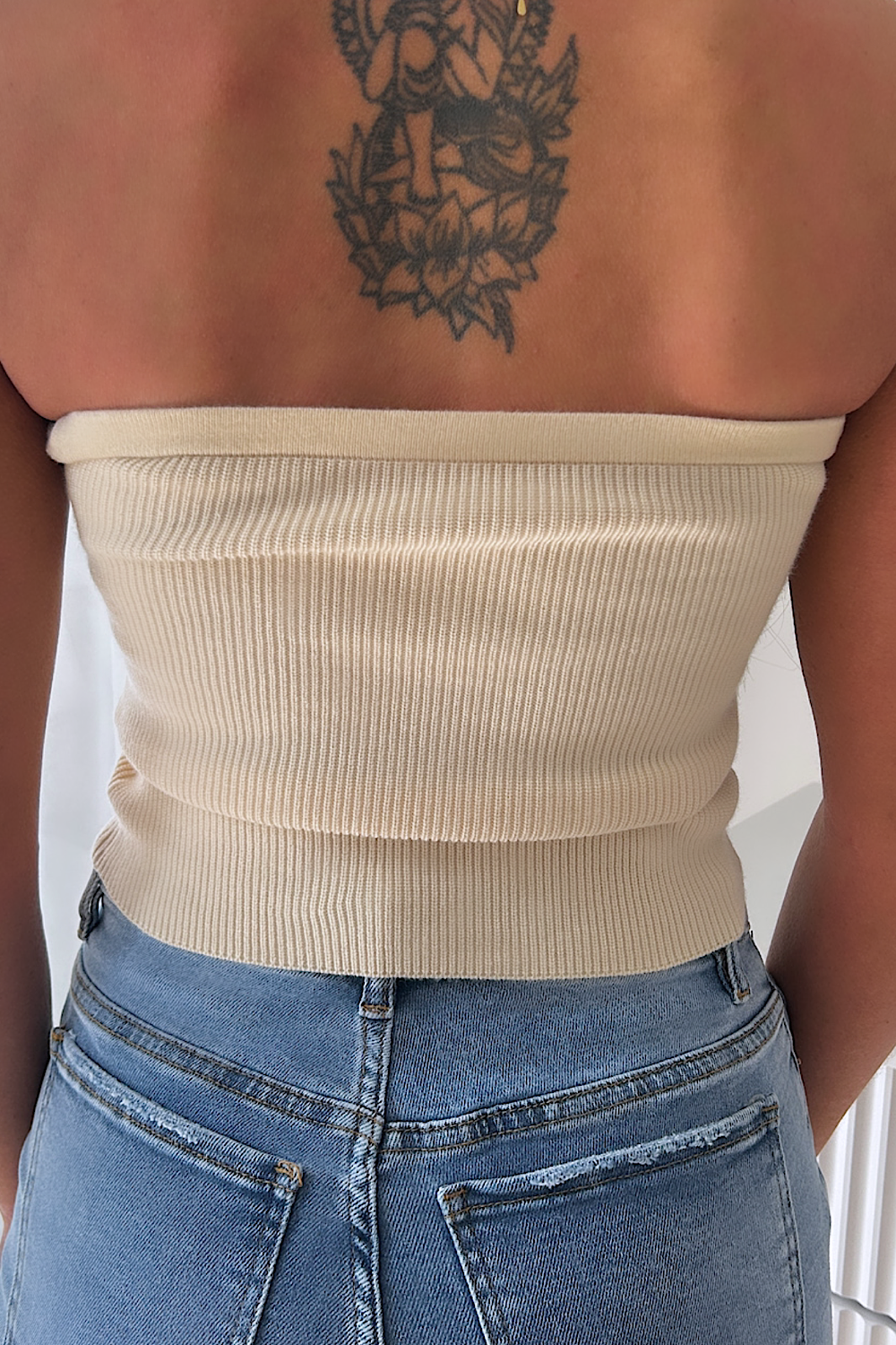 Nami Beige Twist Bandeau Top