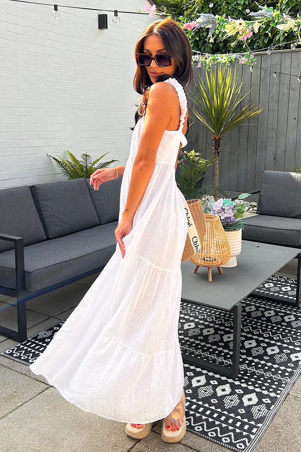 Katy White Strap Back Sundress