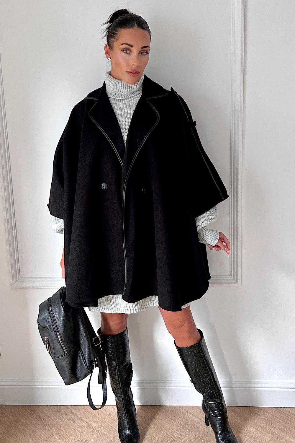 Black cape coat shop