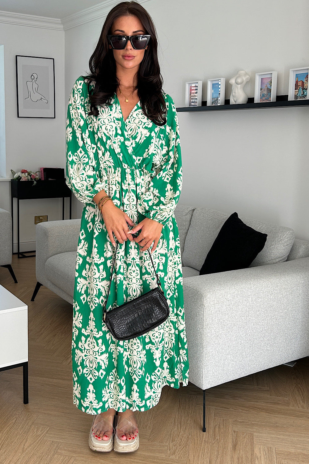 Dani Green & White Maxi Dress