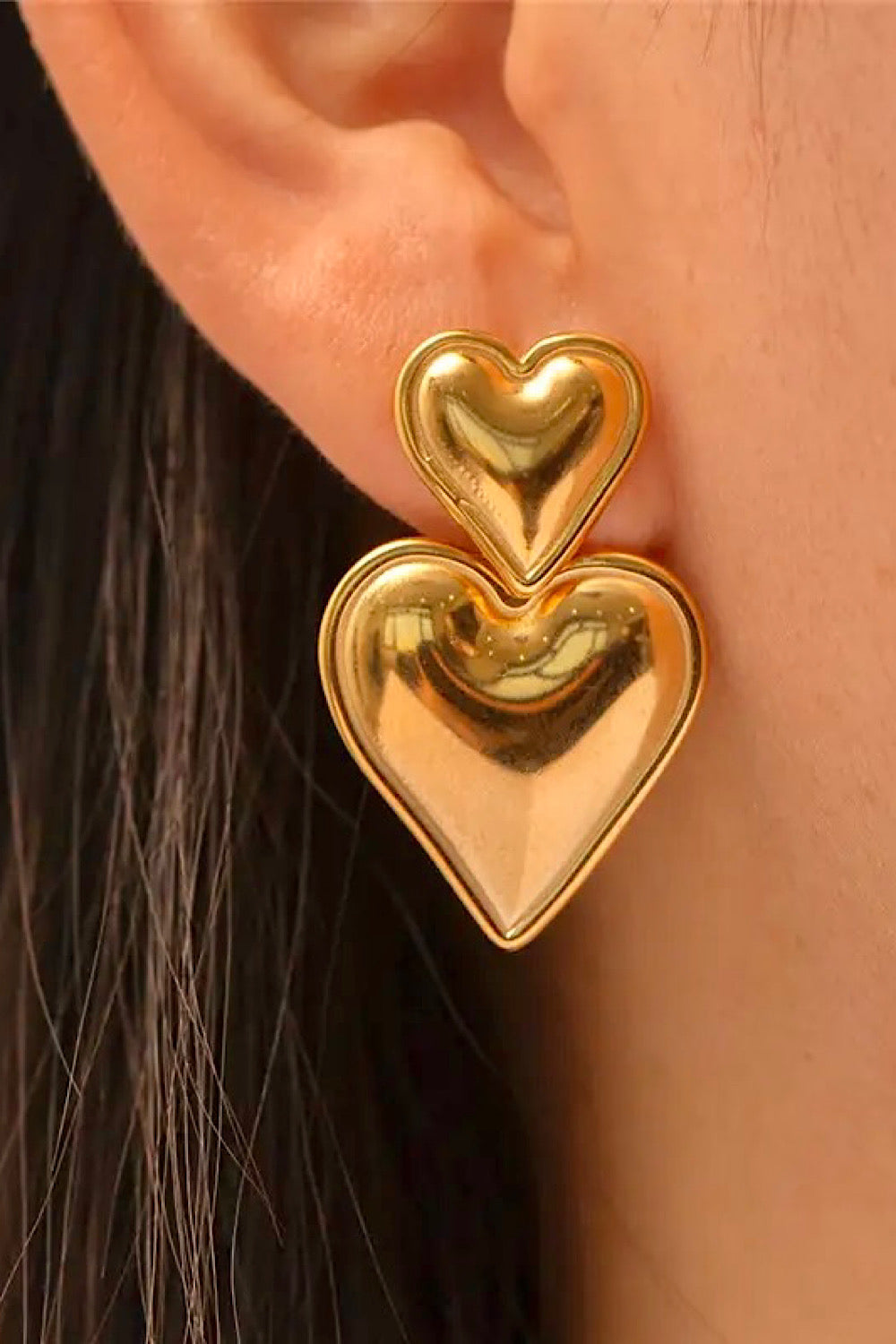 Mai Gold Heart Drop Earrings