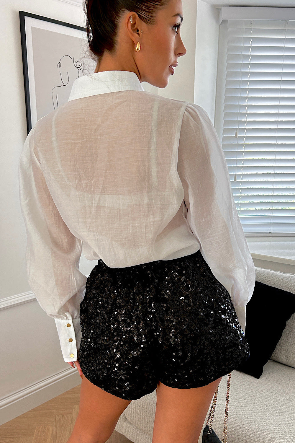 Mina Black Sequin Shorts